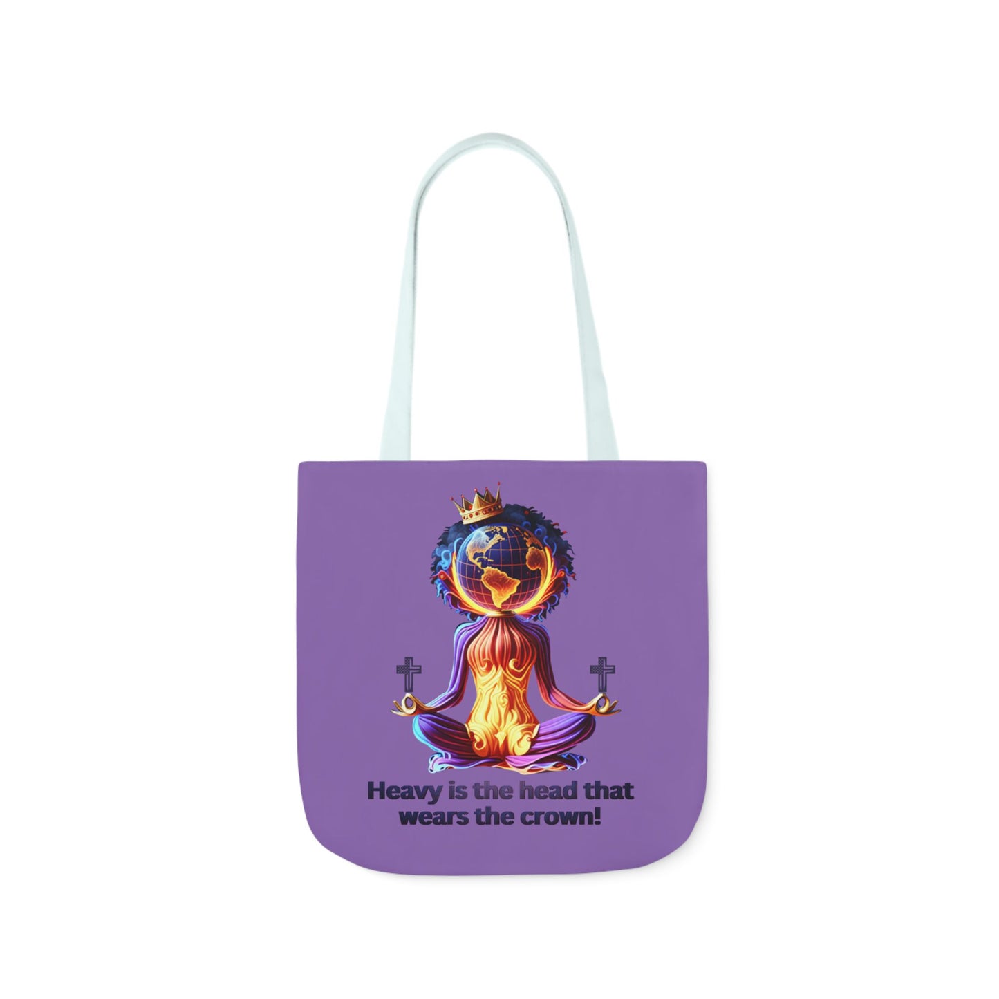 "Heavy is the Head" Canvas Tote Bag, 5-Color Straps, Purple Tote Bag for Women, Purple Inspirational Tote Bag for Women, Tote Bag Gift for Women