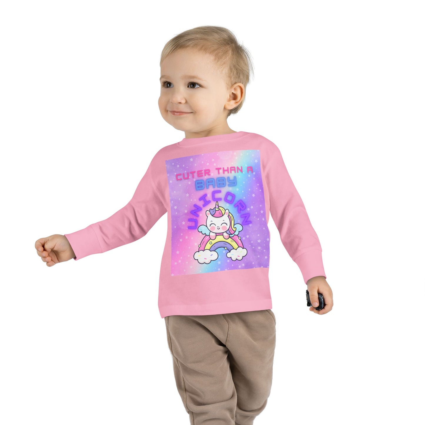 Cuter Than a Unicorn Toddler Long Sleeve Tee, Cute Birthday Gifts for Toddlers,