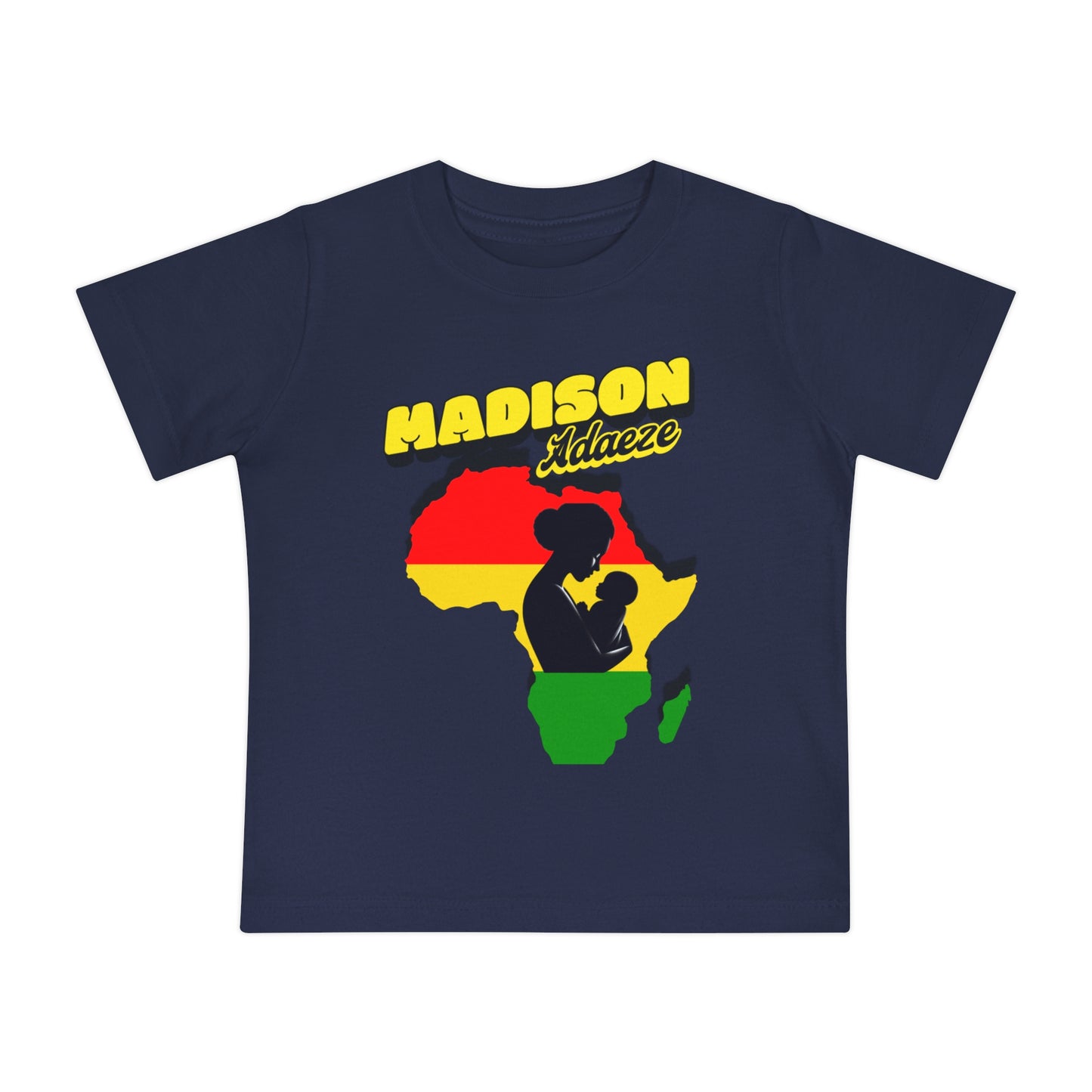 Mother Africa's Embrace Baby Short Sleeve T-Shirt, Design with Africa Silhouette, Personalized Baby T-Shirts, Juneteenth T-Shirt for Toddler,