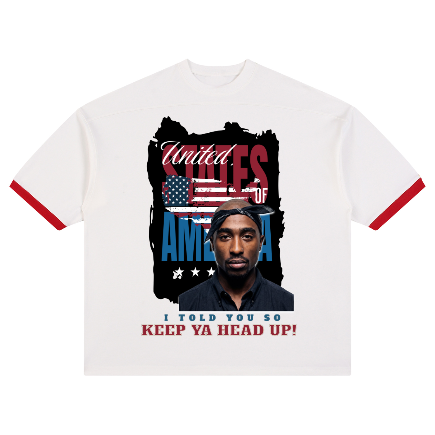 2Pac Unisex Color Block Drop Shoulder T-Shirt
