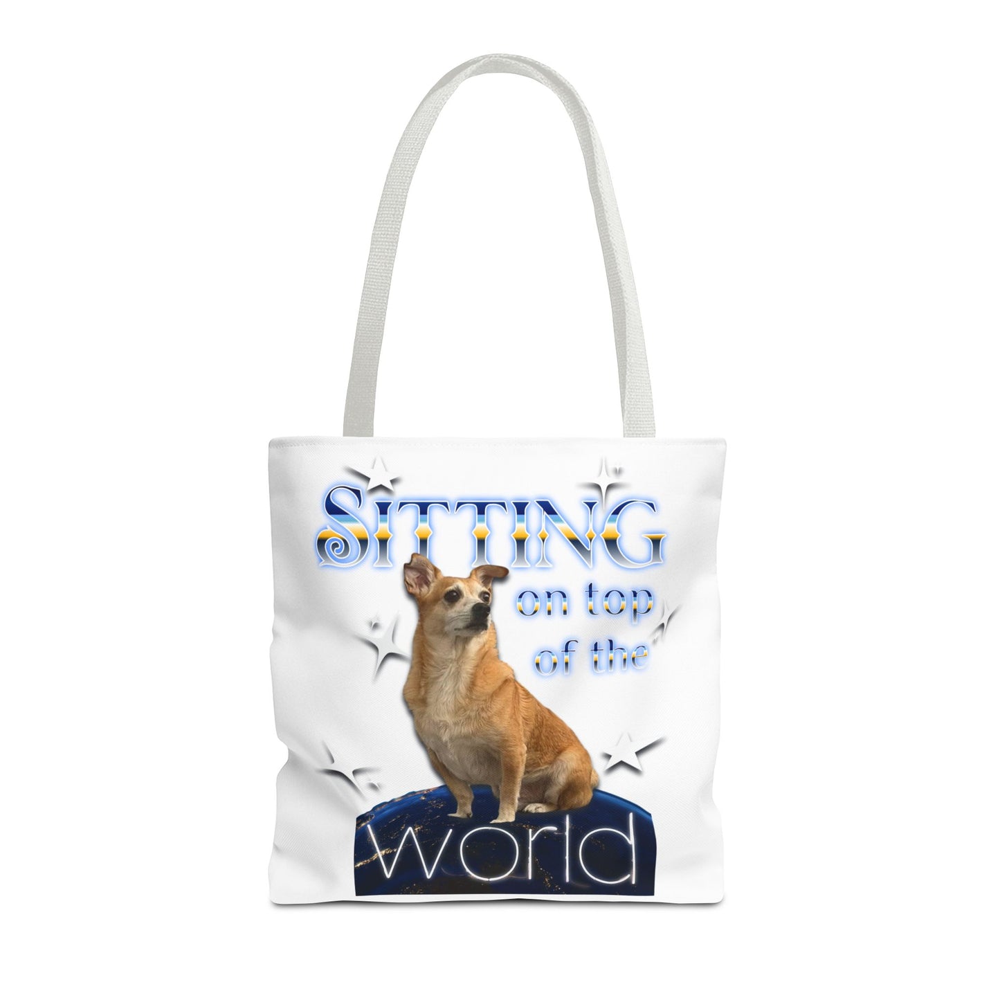 Personalized Tote Bag — "Sitting on Top of the World" Corgi Tote