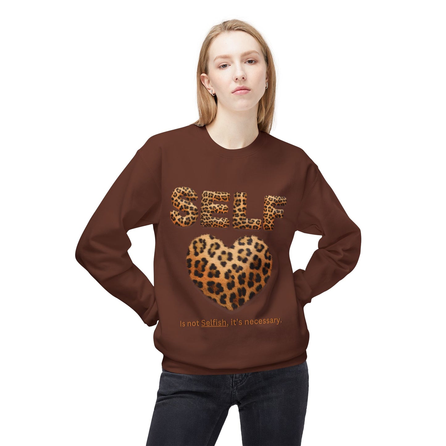 "Self-Love is not Selfish" Unisex Midweight Crewneck Sweatshirt, Women Empowerment Sweatshirt, Love Yourself Shirt