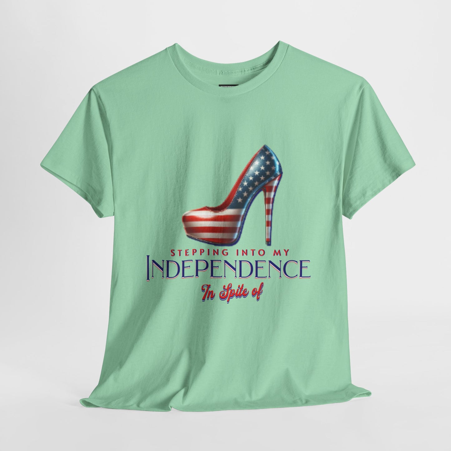 Independence Celebration Tee, Cute Women Heavy Cotton T-Shirt, Patriotic 4th of July Shirt, Cute Flag Gift for Her, Summer Style