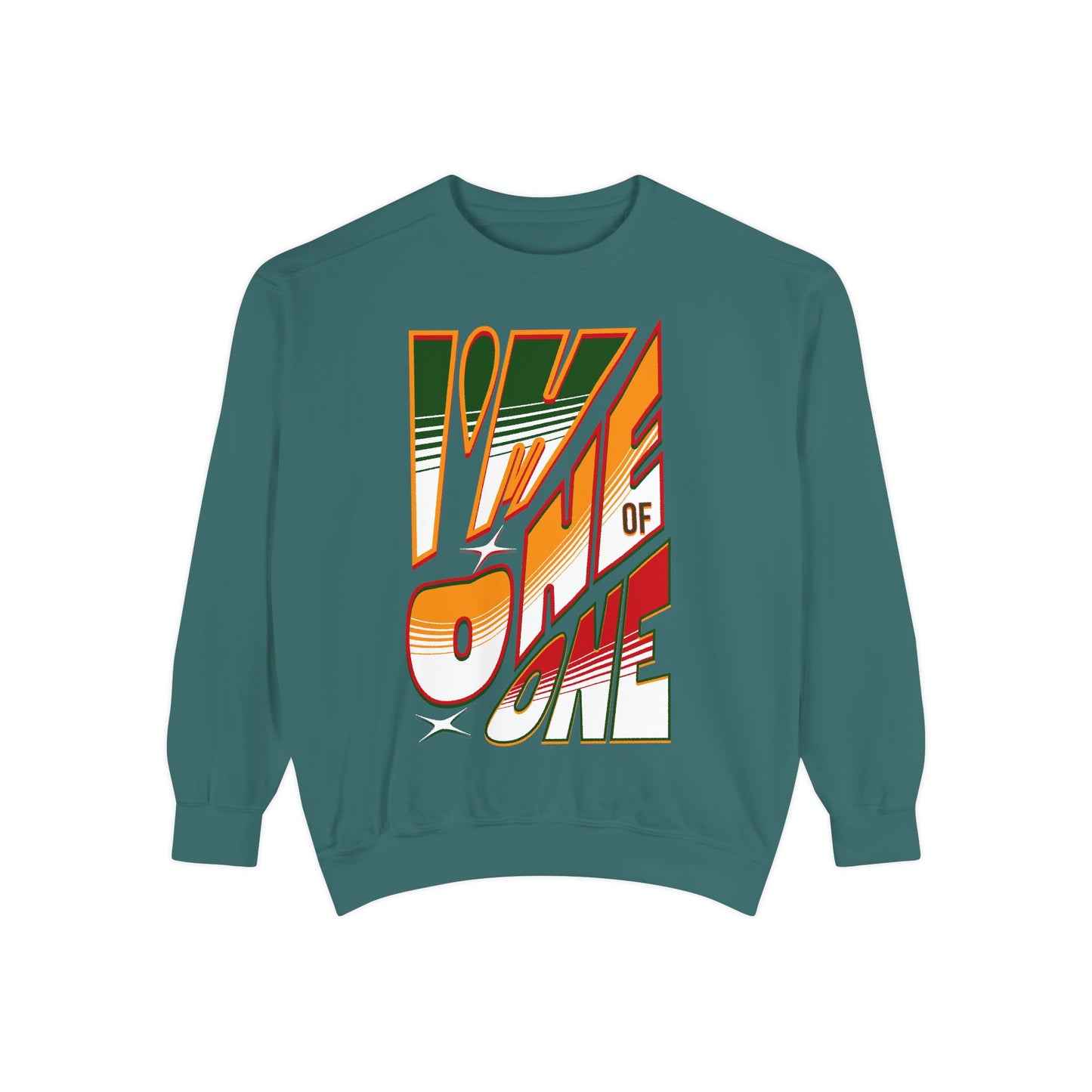 Vibrant One of One Sweatshirt, Juneteenth Garment-Dyed Sweatshirt, Red, Yellow, Green Sweatshirt, Trendy Afrocentric Color Shirt