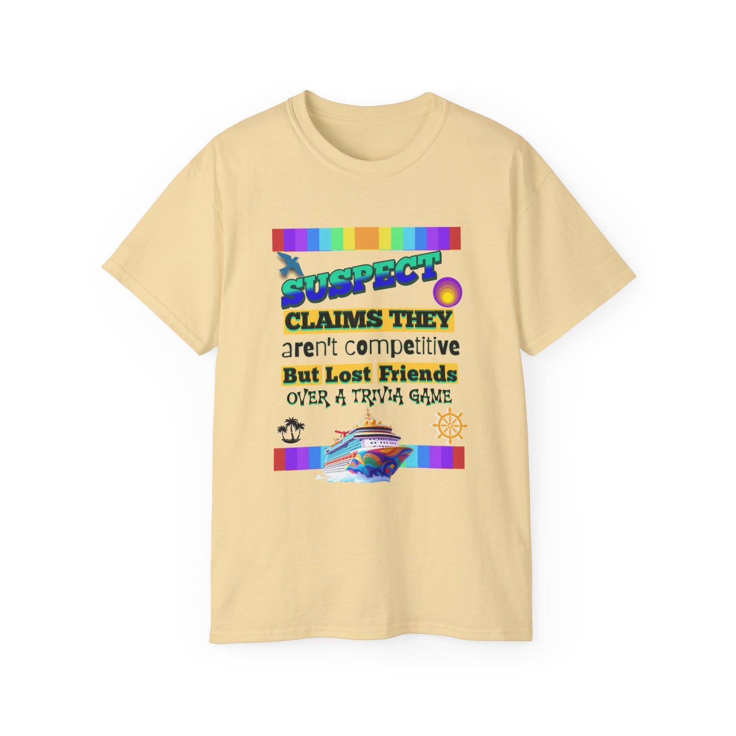 Competitive Spirit Cruise Crew Unisex Tee - Fun Trivia Game Shirt, Gift for Friends, Casual Wear, Family Game Night, Unique Graphic Tee