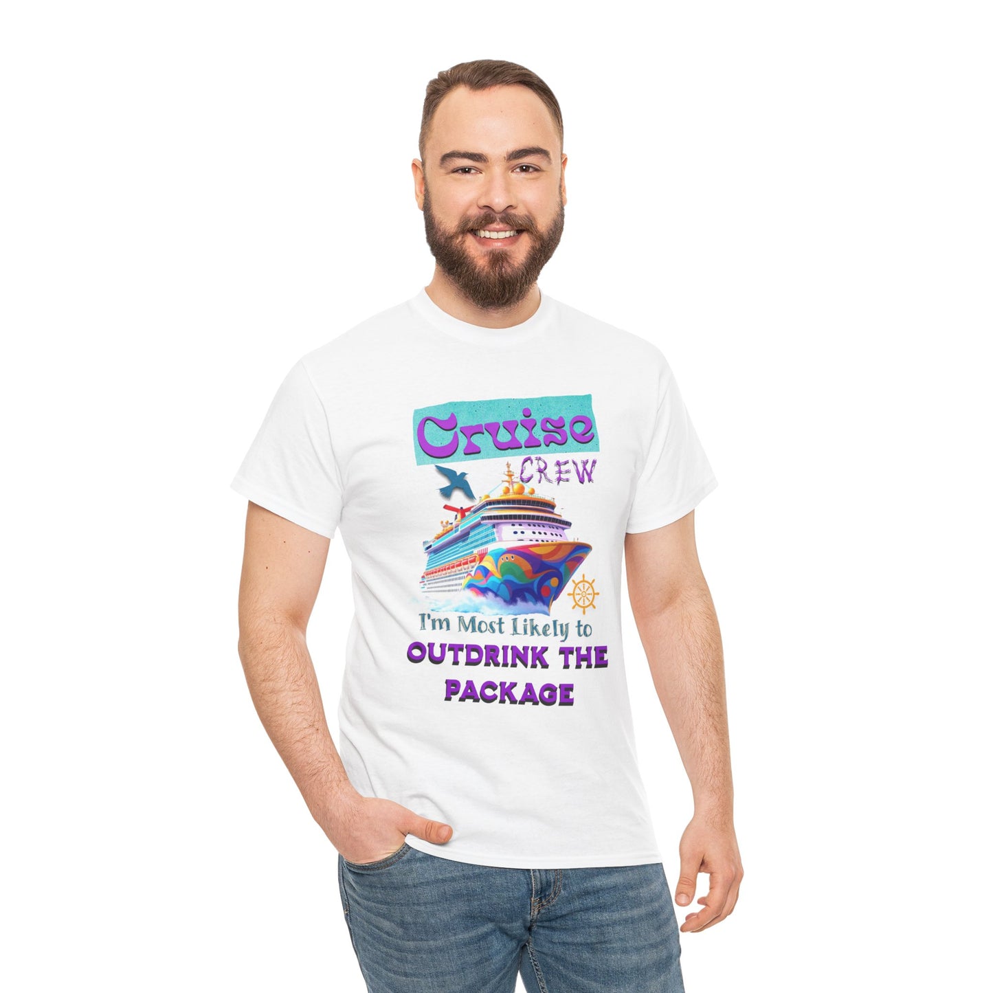 Cruise Crew Outdrink Package Tee | Fun Vacation T-Shirt | Perfect for Summer, Group Trips, Gifts, Drink Package T-Shirt for Cruise