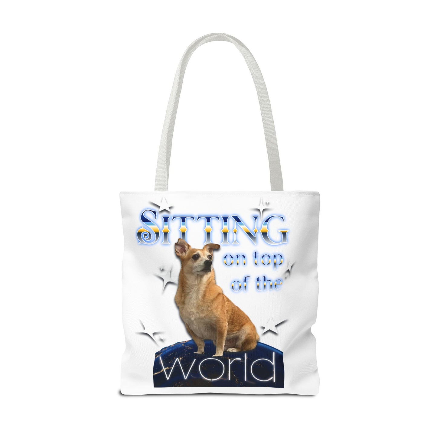 Personalized Tote Bag — "Sitting on Top of the World" Corgi Tote