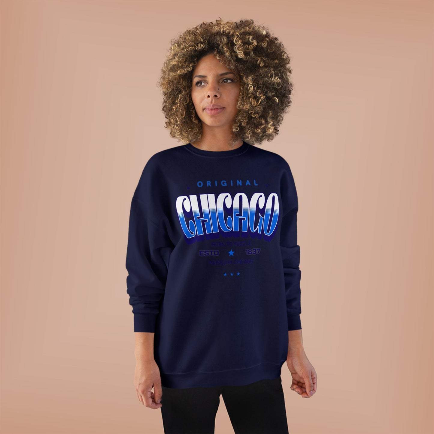 Chicago Hustle EcoSmart Crewneck Sweatshirt, Unisex Sweatshirt, Gift for Chicago Lovers, Trendy Streetwear, Casual Wear, Cozy Sweatshirt