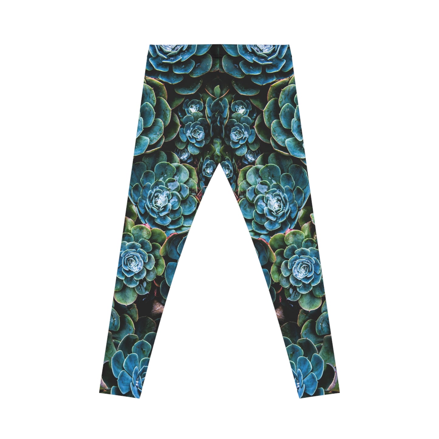 Succulent Print Women's Leggings — Botanical Green AOP Yoga Pants
