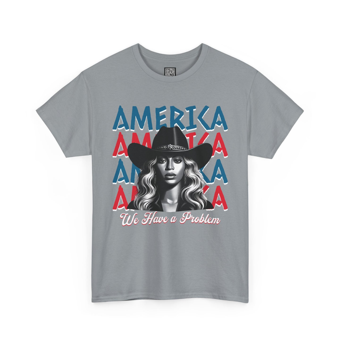 Patriotic Unisex Heavy Cotton Tee - 'Beyonce, America, We Have a Problem' Graphic Tee for Beyonce Fan Lovers, Beyonce Concert Tees