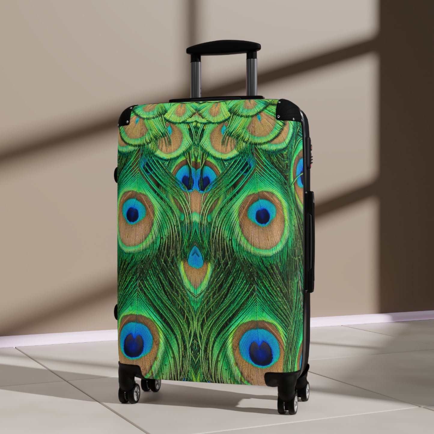 Peacock Print Travel Suitcase | Vibrant Luggage for Adventure | Stylish Carry-On for Vacations, Trips, Getaways, and Travel
