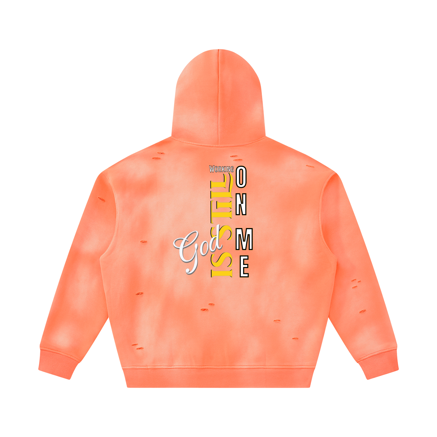 Unisex God's Working on Me Sunfade Frayed Fleece Hoodie – Vintage Washed