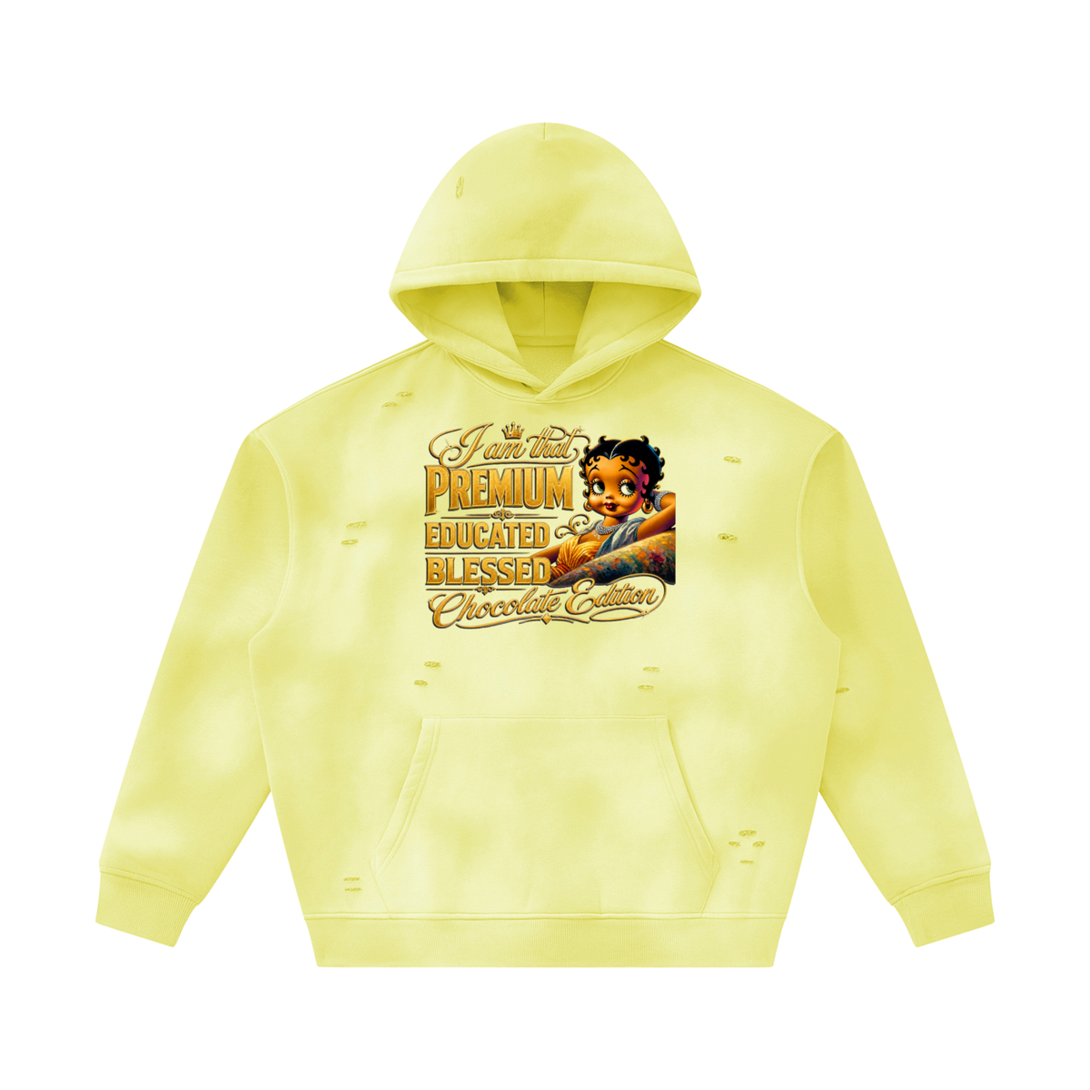 Women's Melanin Betty Boop Sunfade Frayed Fleece Hoodie – Vintage Washed