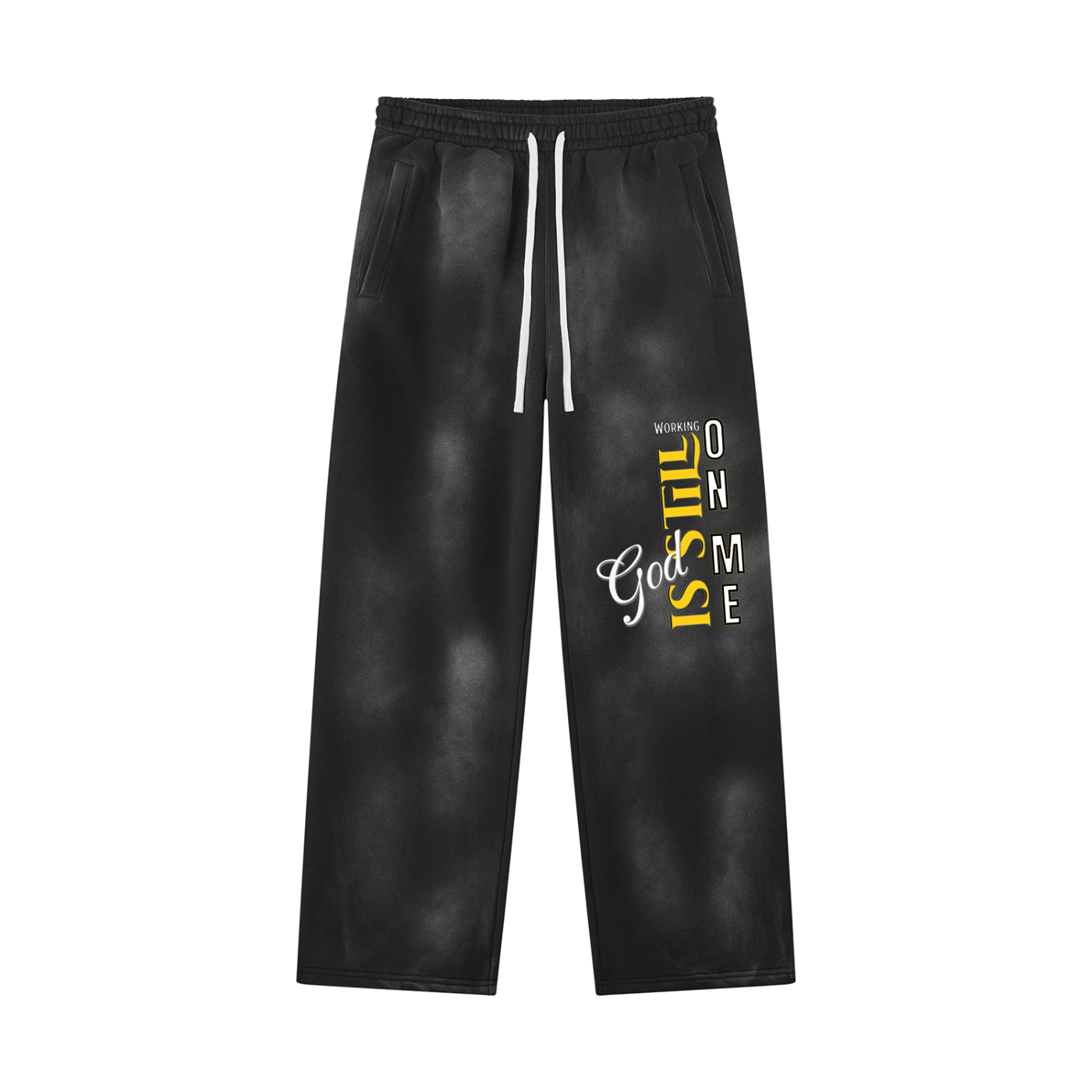 Unisex God's Working on Me Sunfade Wide Leg Fleece Sweatpants – Vintage Washed