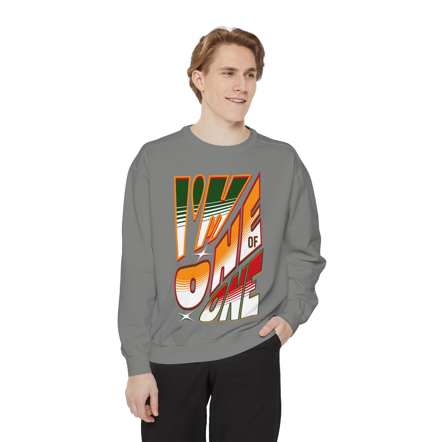 Vibrant One of One Sweatshirt, Juneteenth Garment-Dyed Sweatshirt, Red, Yellow, Green Sweatshirt, Trendy Afrocentric Color Shirt