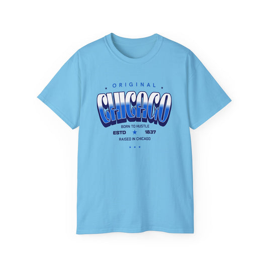 Chicago Hustle Graphic Tee, Streetwear T-Shirt, Gift for Travelers, Chicago Souvenir, Unisex Chicago T-Shirts Casual Wear. Chi-Town Tees