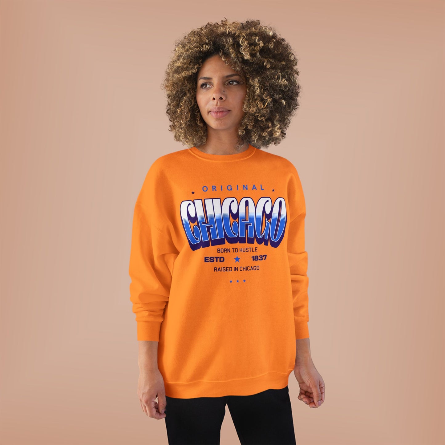Chicago Hustle EcoSmart Crewneck Sweatshirt, Unisex Sweatshirt, Gift for Chicago Lovers, Trendy Streetwear, Casual Wear, Cozy Sweatshirt