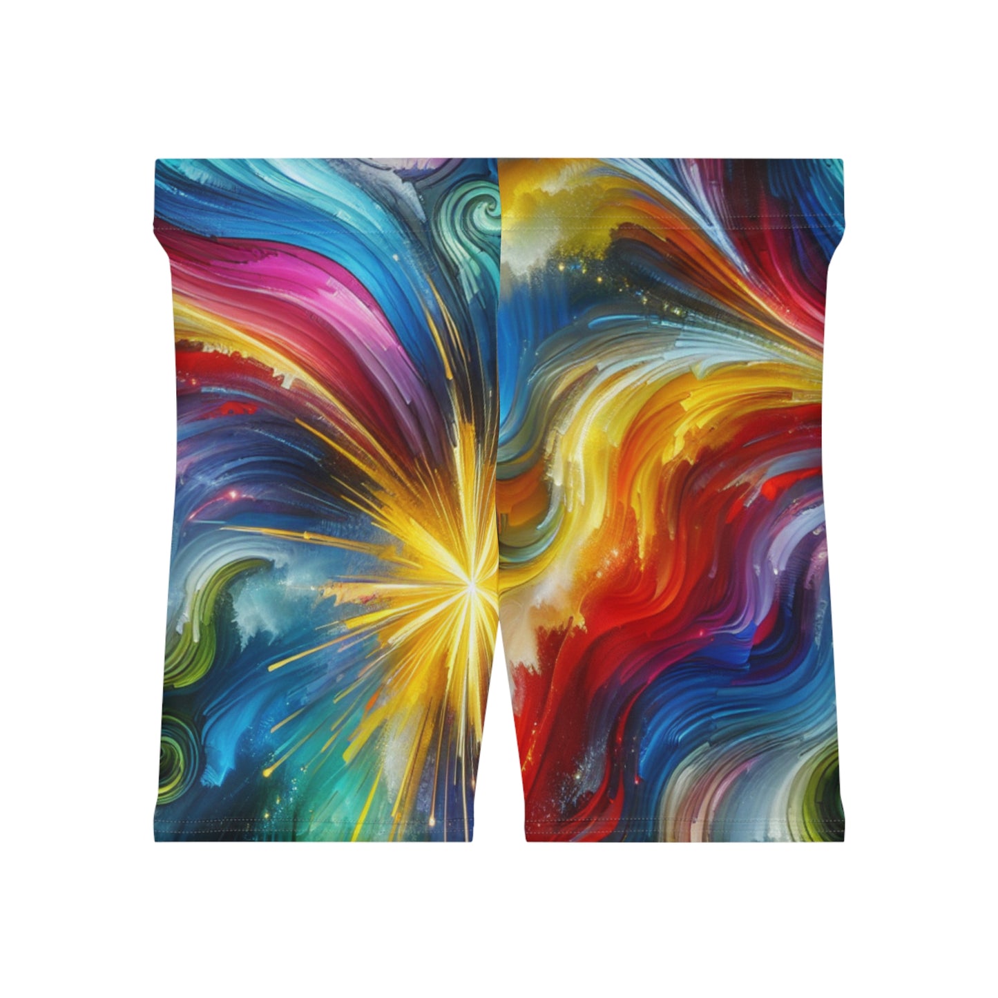 Colorful Women's Cosmic Biker Shorts - High Waist Fun Activewear, Stylish Fitness Summer Vibes, Festival Fashion, Trendy Athleisure Shorts