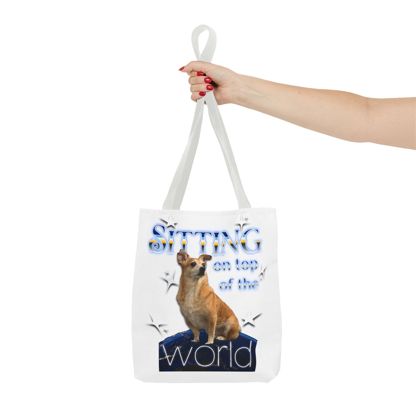 Personalized Tote Bag — "Sitting on Top of the World" Corgi Tote