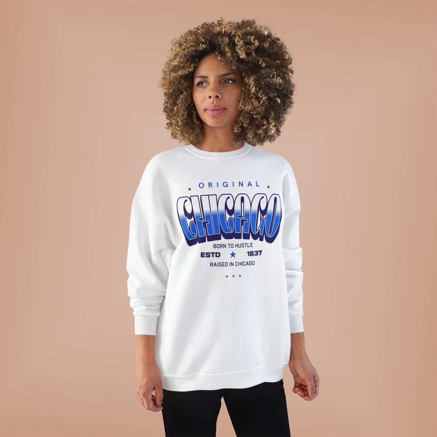 Chicago Hustle EcoSmart Crewneck Sweatshirt, Unisex Sweatshirt, Gift for Chicago Lovers, Trendy Streetwear, Casual Wear, Cozy Sweatshirt