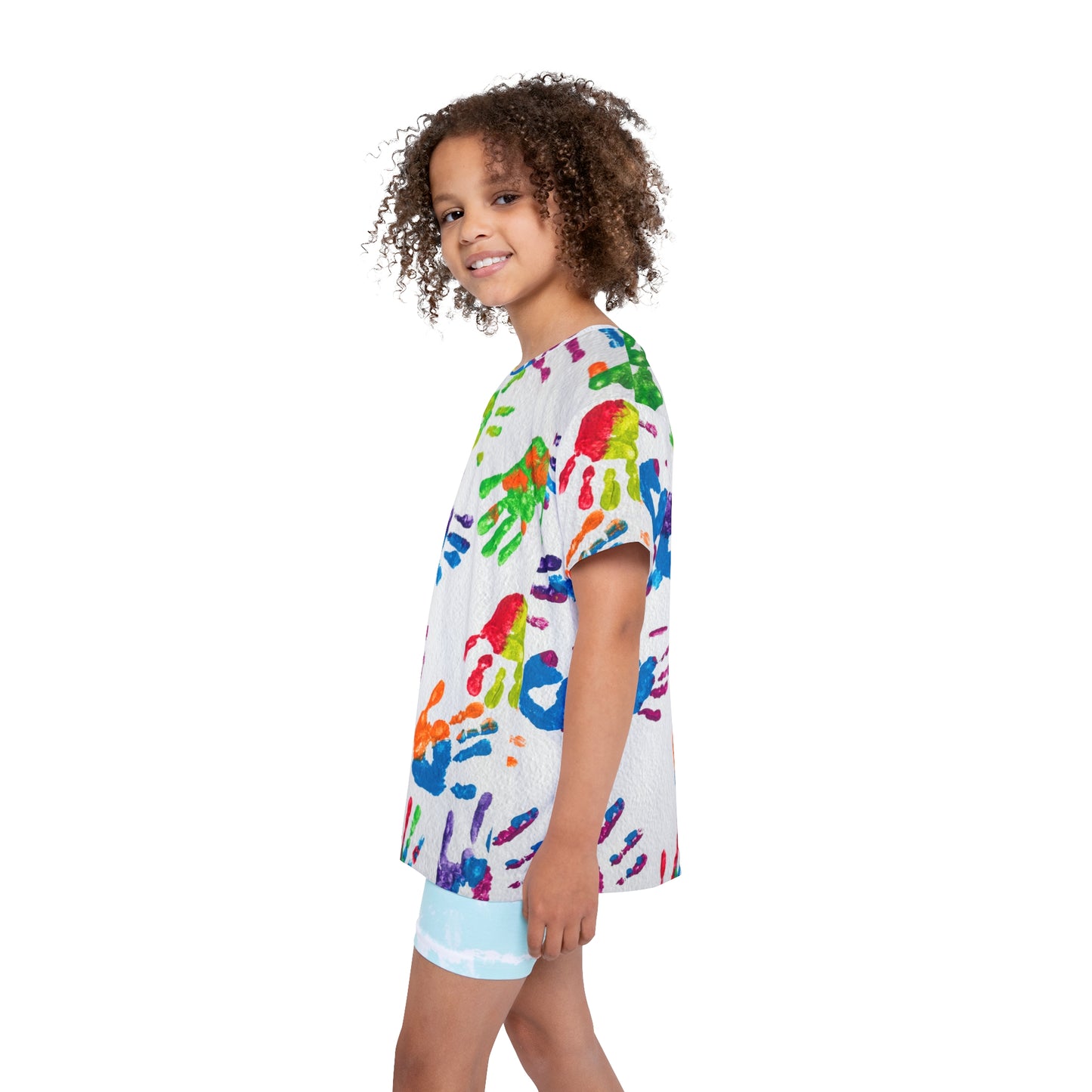 Kids Finger Paint Print Sports Jersey, Unique Colorful Shirt for Boys and Girls, Fingerpaint Children's Shirts,