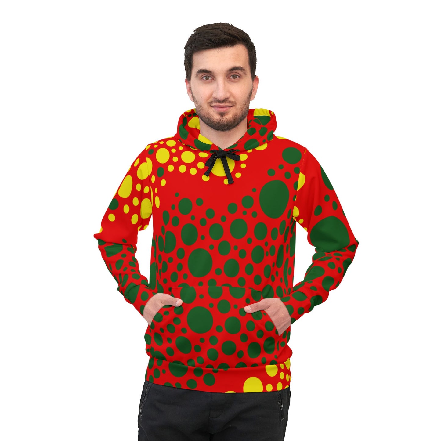 Vibrant Dot Pattern Athletic Hoodie - Perfect for Fitness & Festive Celebrations, One-of-A-Kind Print, Cute Workout Gear, Activewear for Her