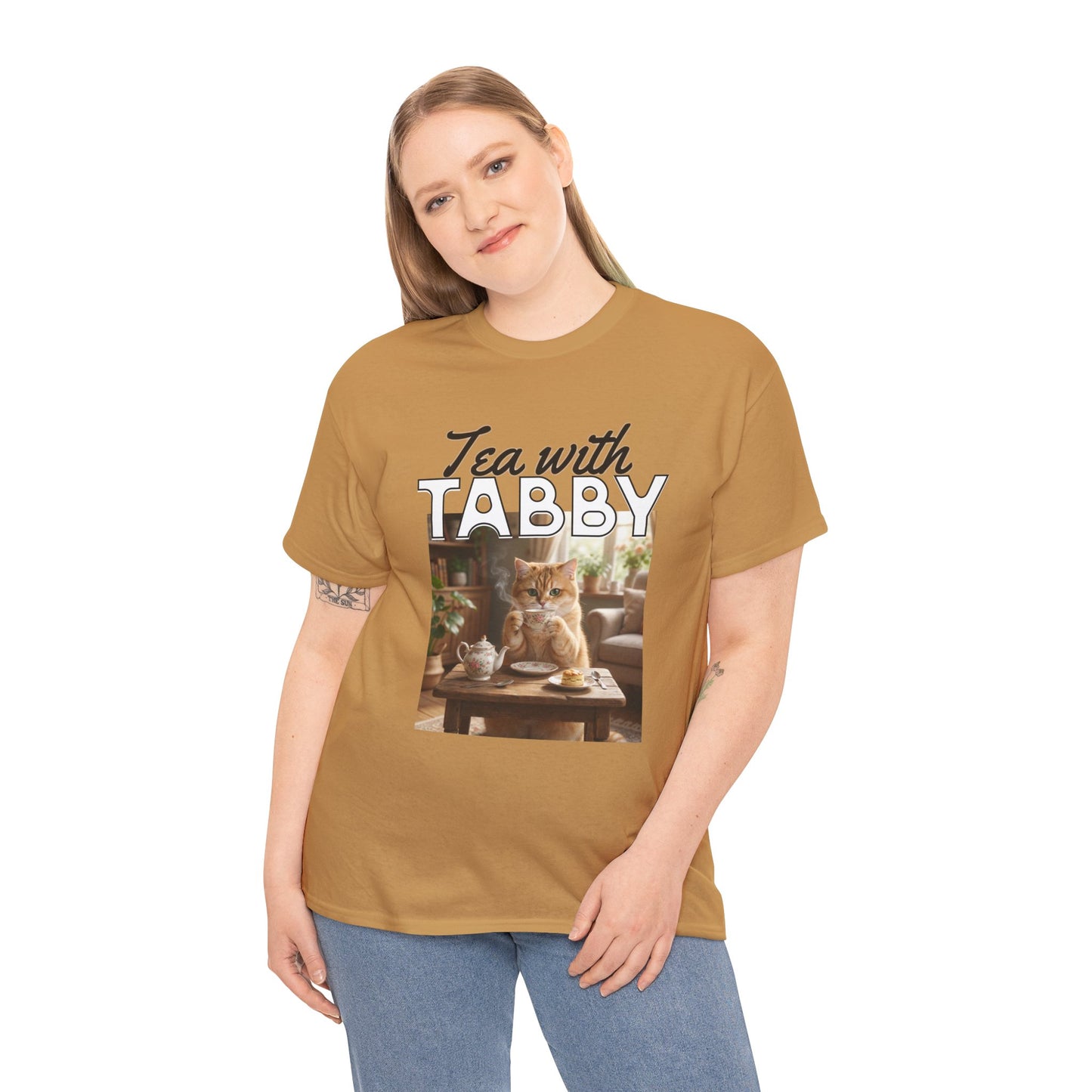 Personalized Tea with Tabby T-Shirt — Custom Cozy Cat Graphic Tee
