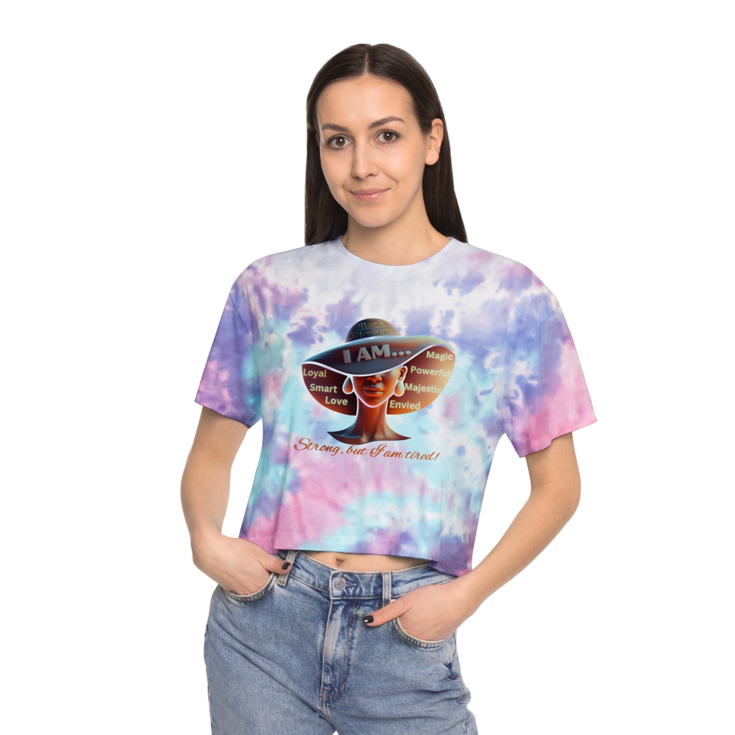 Celebrating the Power of Black Women, Tie-Dye Crop Tee for Black Women, Black Girl Magic Tee's, 92% Black Women Shirts, Black Woman Resting Tee