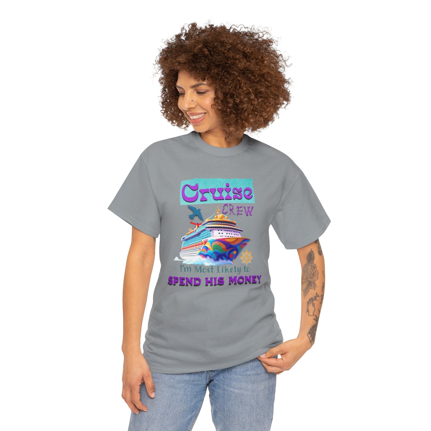 Funny Cruise Crew Tee, Vacation T-Shirt, Gift for Cruise Lovers, Vacation Humor Apparel, Travel Enthusiast Shirt, Spend His Money Tee