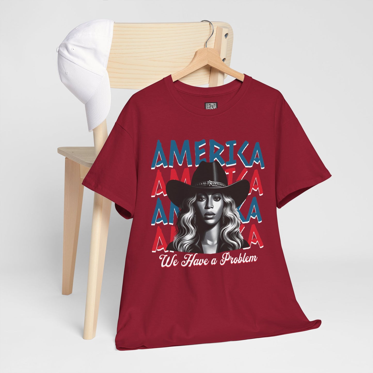 Patriotic Unisex Heavy Cotton Tee - 'Beyonce, America, We Have a Problem' Graphic Tee for Beyonce Fan Lovers, Beyonce Concert Tees