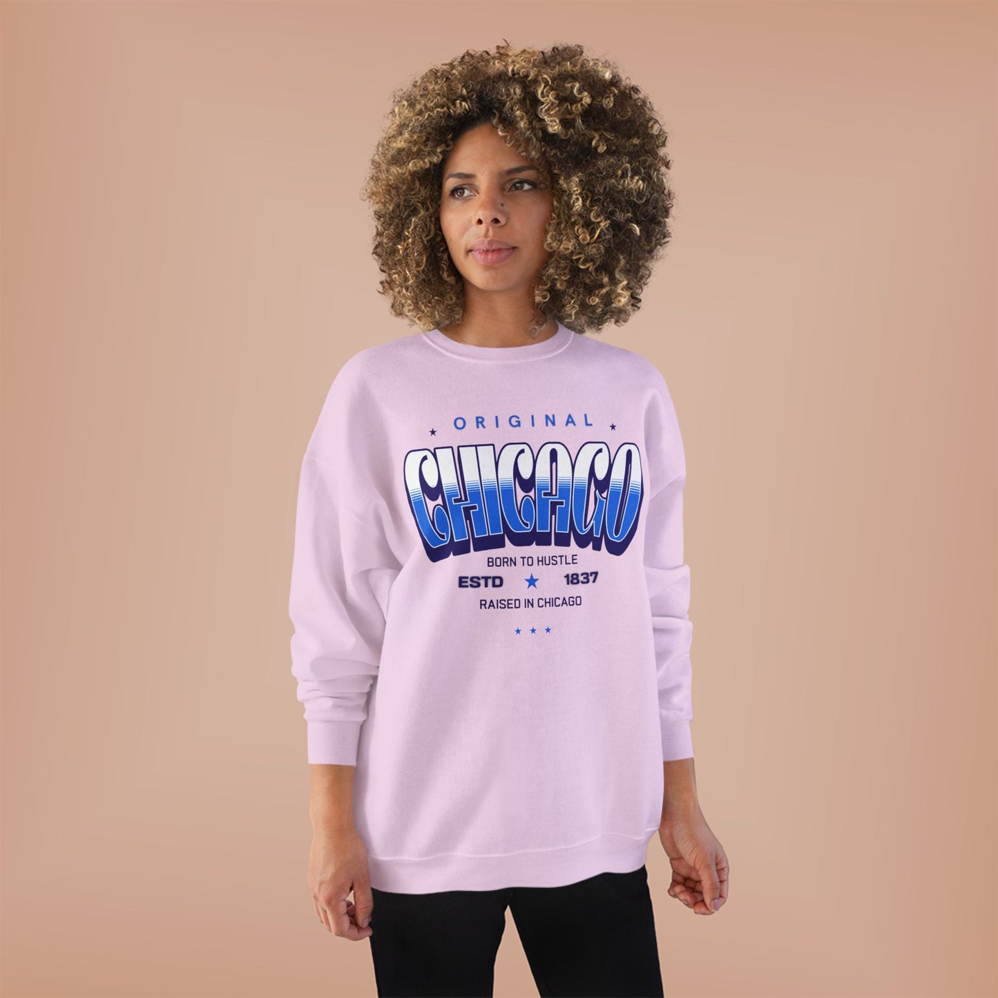 Chicago Hustle EcoSmart Crewneck Sweatshirt, Unisex Sweatshirt, Gift for Chicago Lovers, Trendy Streetwear, Casual Wear, Cozy Sweatshirt