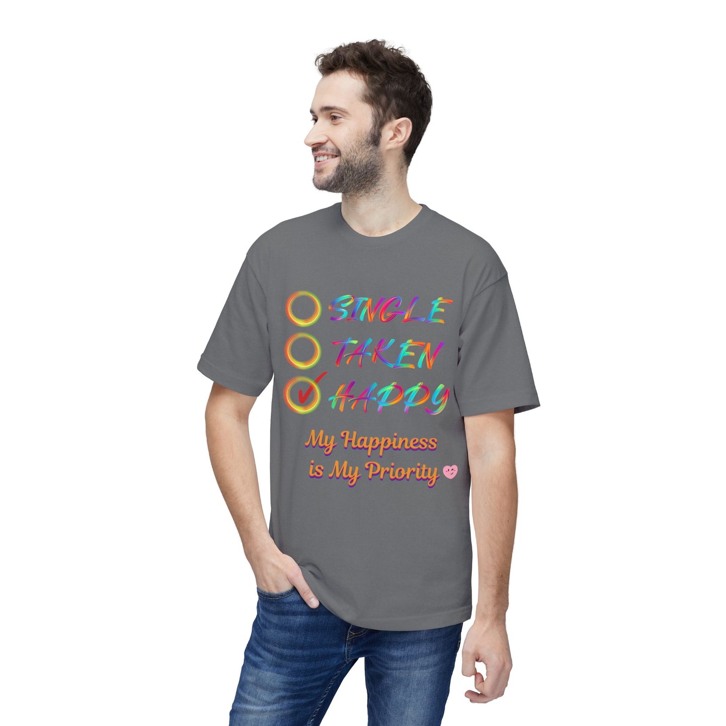 My Happiness is My Priority, Unisex Midweight T-shirt, Valentine to Myself T-Shirt, Valentine T-Shirt, Self-Love T-Shirts, Taken, Single Happy