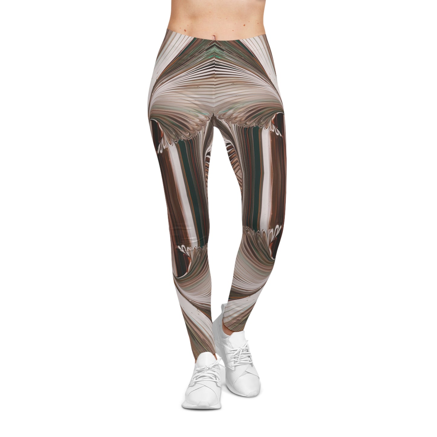 Abstract Earth-Tone Leggings — Boho Geometric Yoga Pants