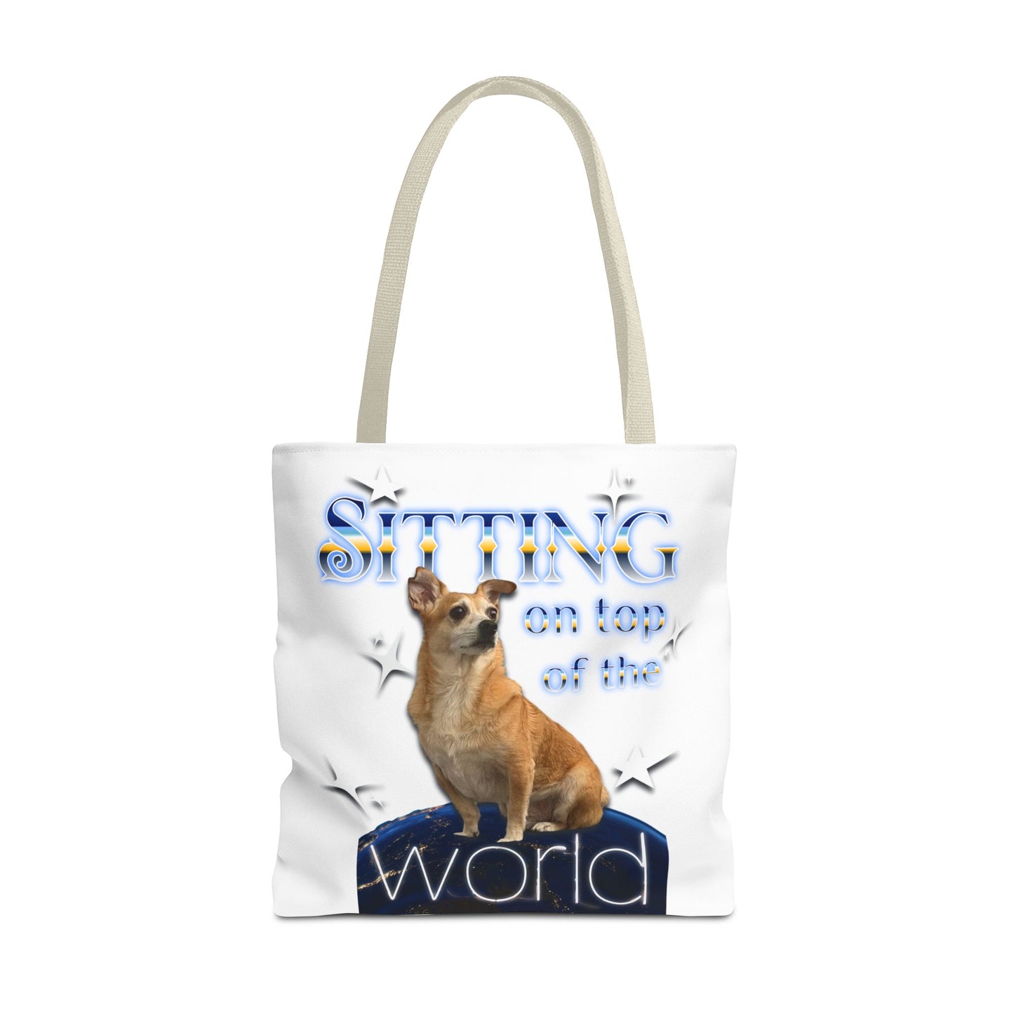Personalized Tote Bag — "Sitting on Top of the World" Corgi Tote