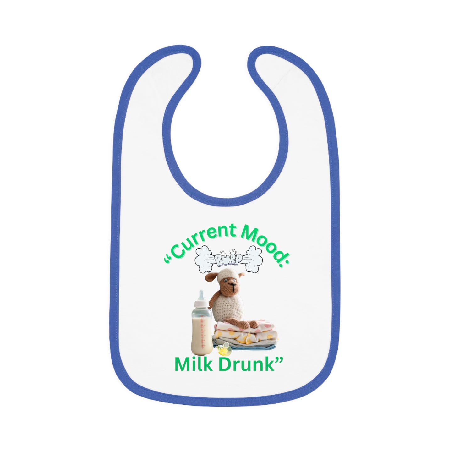 Current Mood, "Milk Drunk Baby Jersey Bib" Cute Baby Bib for Infants and Toddlers,