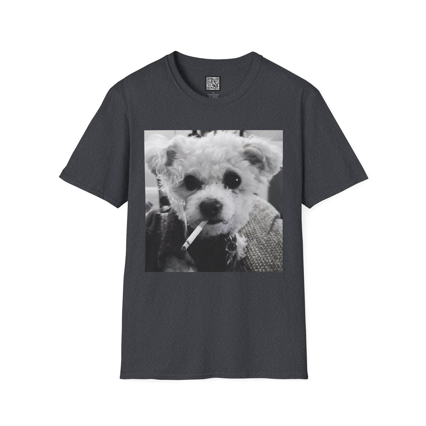 Personalized Smoking Puppy Photo T-Shirt — Retro Black & White Cute Dog Graphic Tee