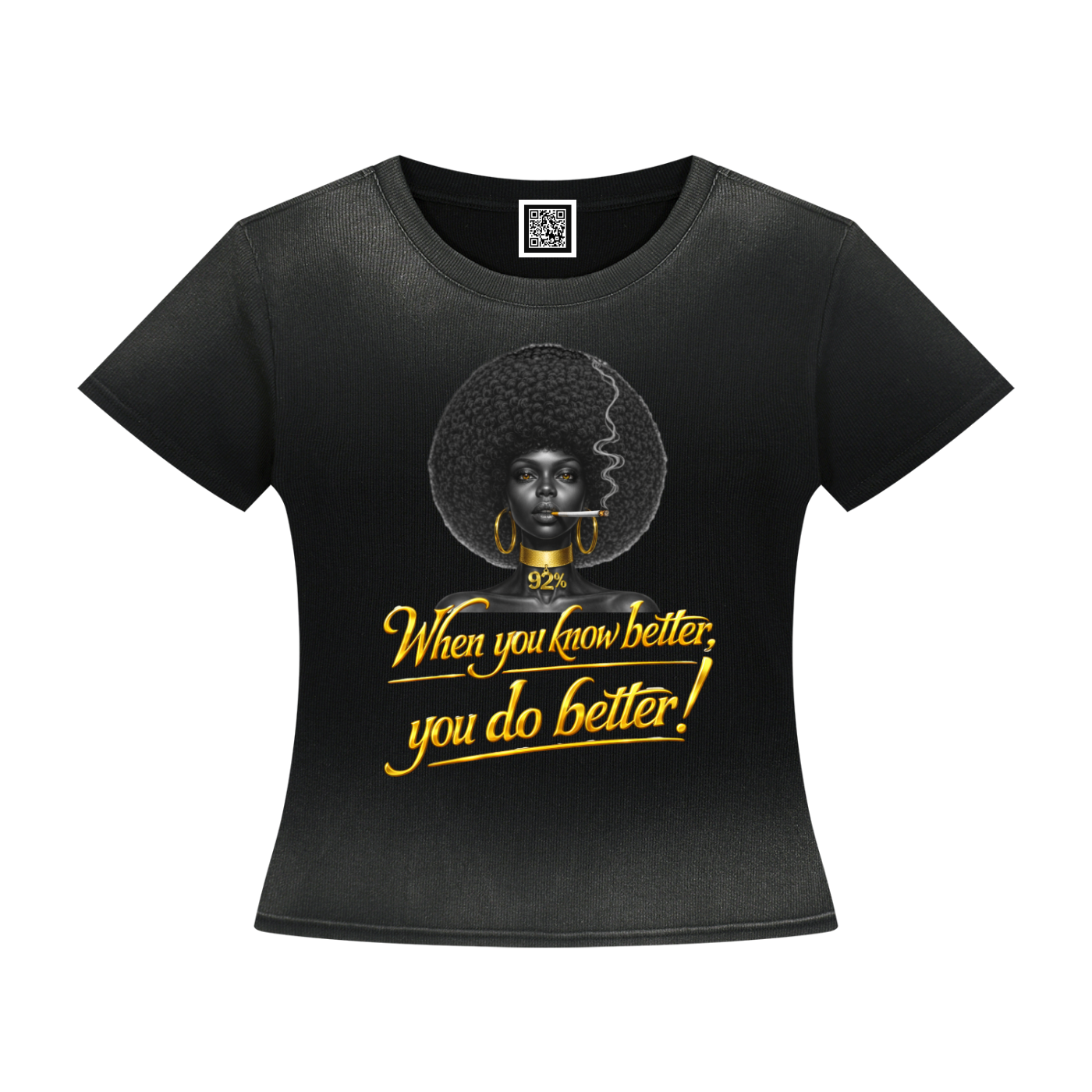 When You Know Better, You Do Better – 92% Women's Sunfade Washed Bodycon Crop T-Shirt