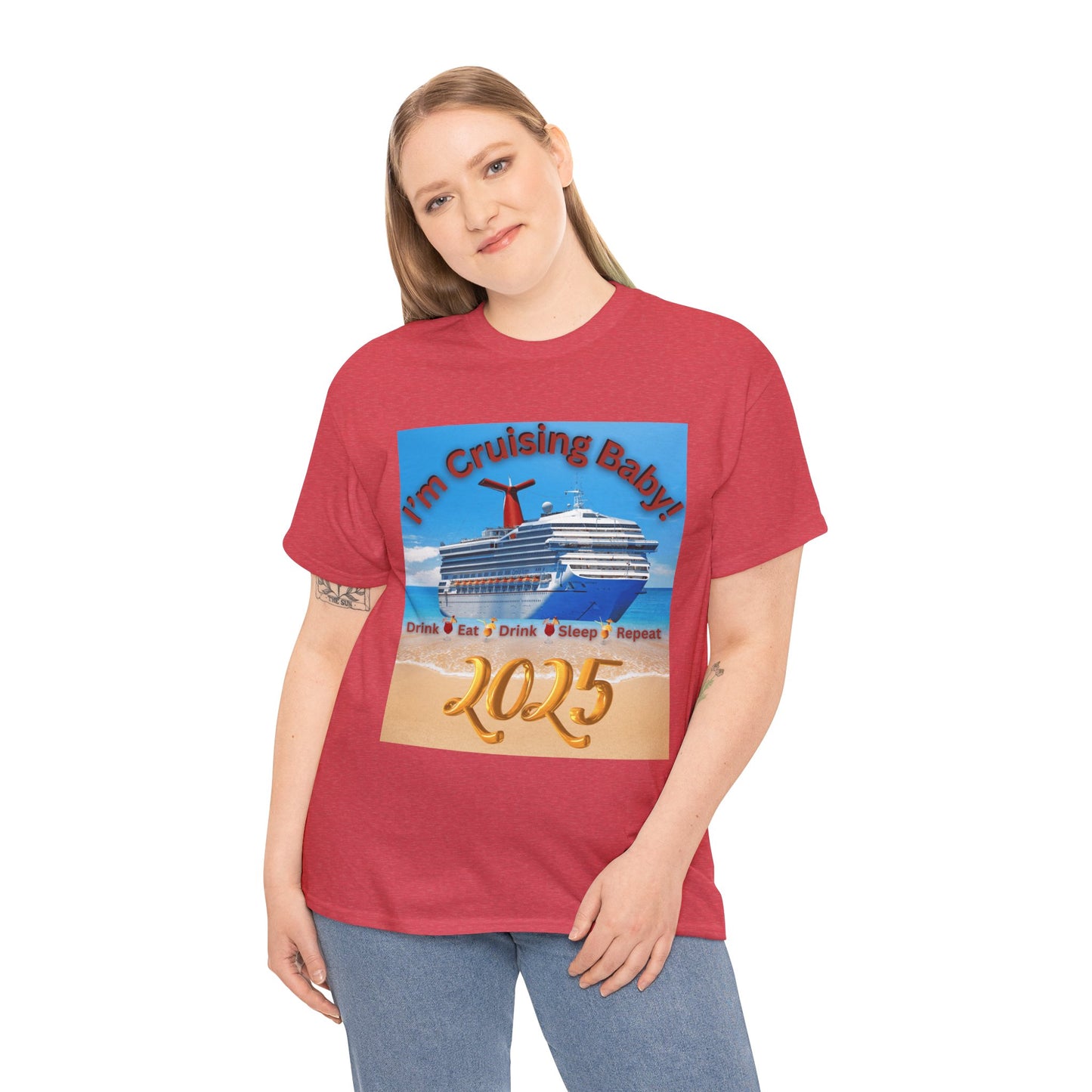 "I'm Cruising 2025" Unisex Heavy Cotton Tee, Cruise T-Shirts 2025, Unisex Cruise T-Shirts 2025, Bon Voyage Cruise Shirts