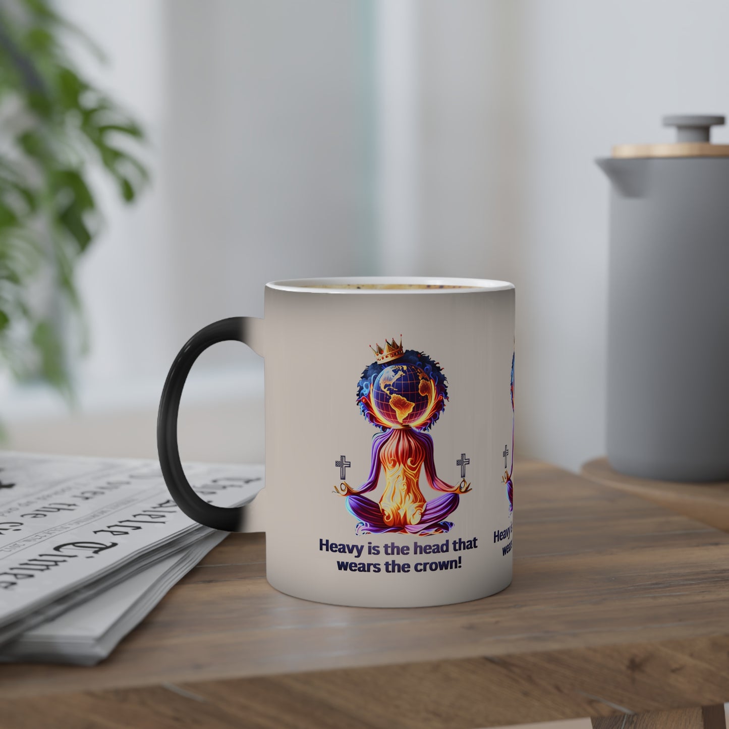 Heavy is the Head That Wears the Crown Color Changing Mug, 11oz, Magic Mug Watching a Secret Unfold with Every Sip
