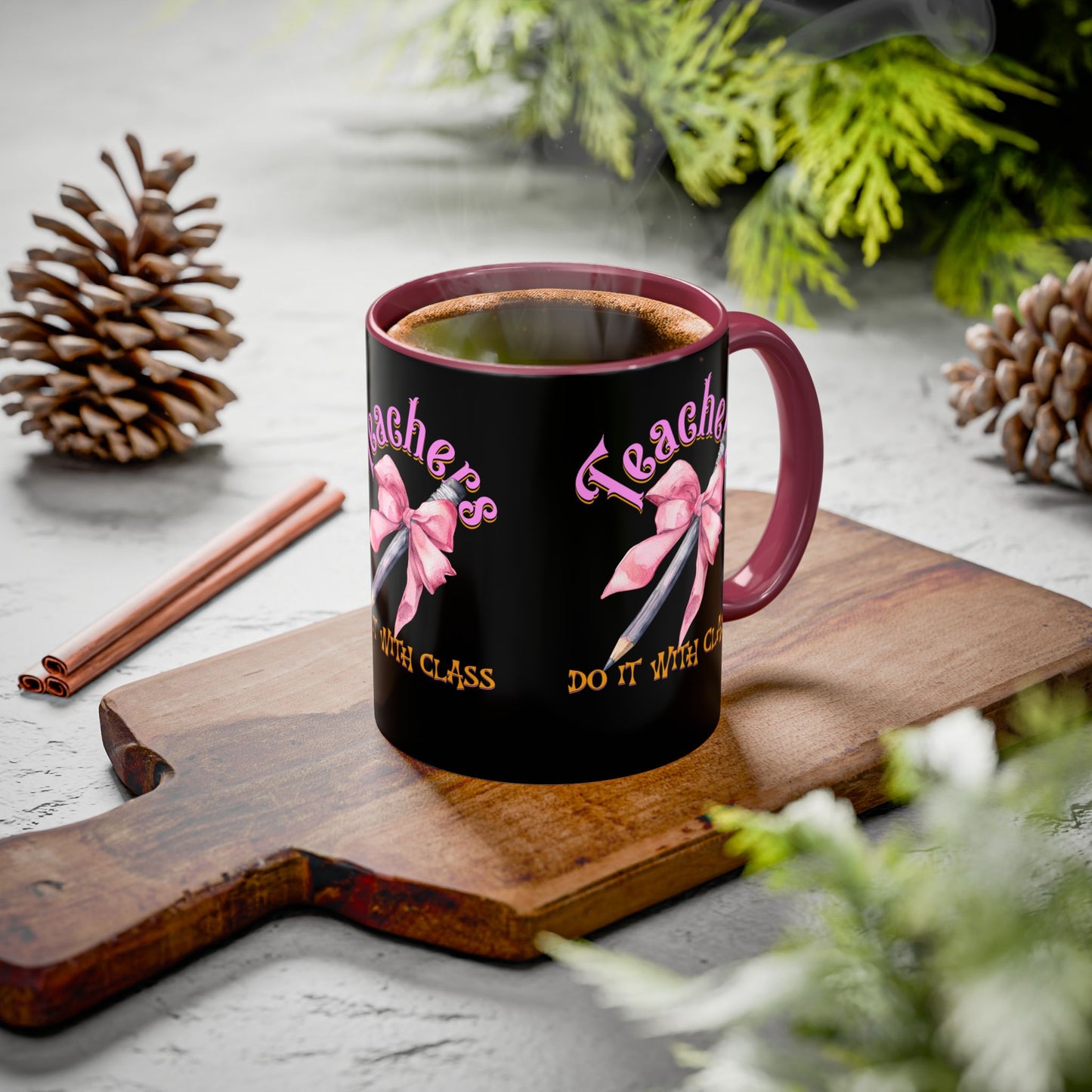 Colorful Mugs (11oz, 15oz), Teacher Appreciation Gift, Cute Gift for Teachers, Coffee Mug for Teachers, Coquette Bow Coffee Mug