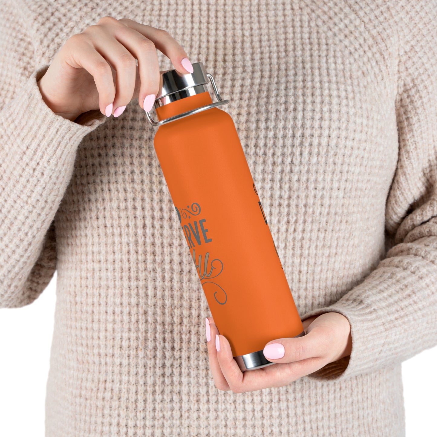 "I Deserve It All" Copper Vacuum Insulated Bottle, 22oz, Inspirational Lyrics from Kendrick Lamar Man in the Garden, Kendrick Lamar Fan Merchandise