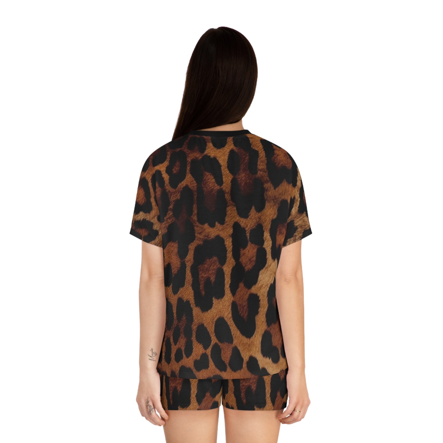Leopard Print Women's Pajama Set - Comfy Sleepwear, Loungewear, Gift for Her, Cute Animal Print Pajama Short Set, For Cozy Nights