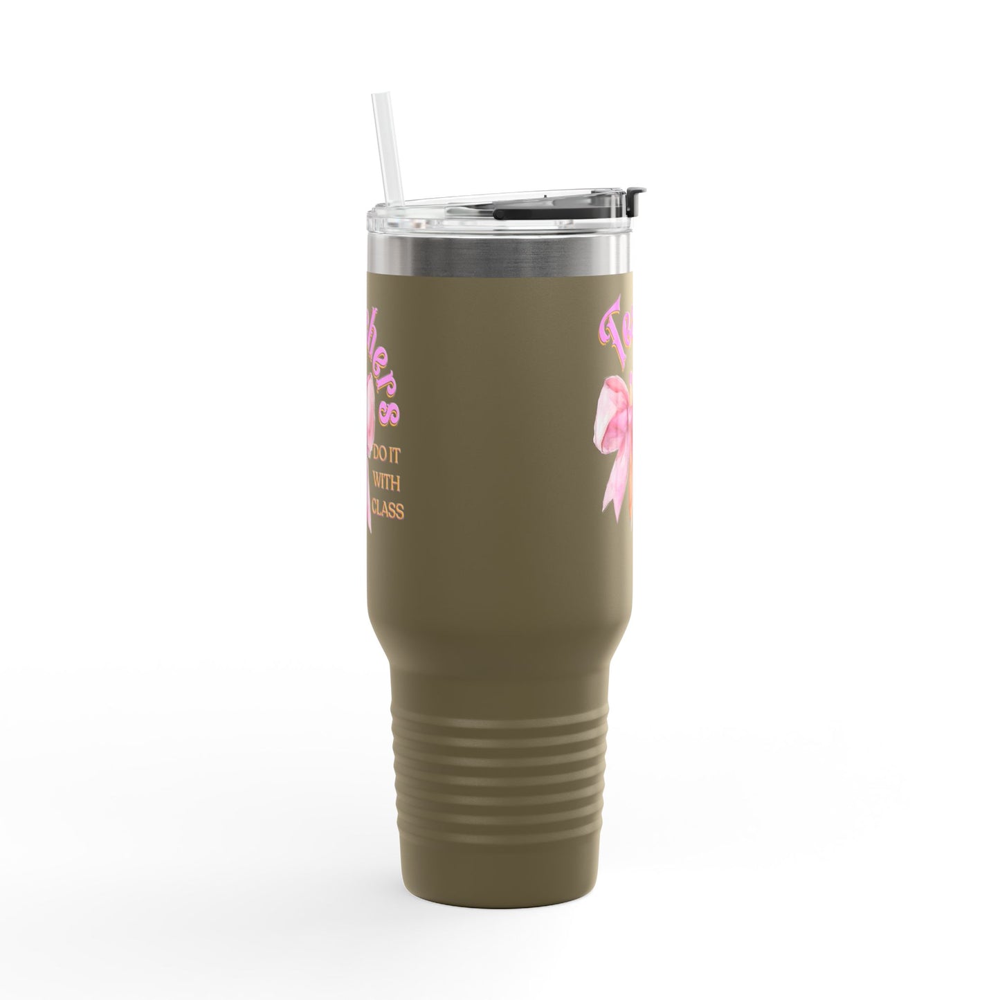Stylish Insulated Travel Mug for Teachers, Cute 40oz Coquette Teacher Tumbler, Gifts for Educators, Coffee Lover Travel Cup, Back to School Mug Gift
