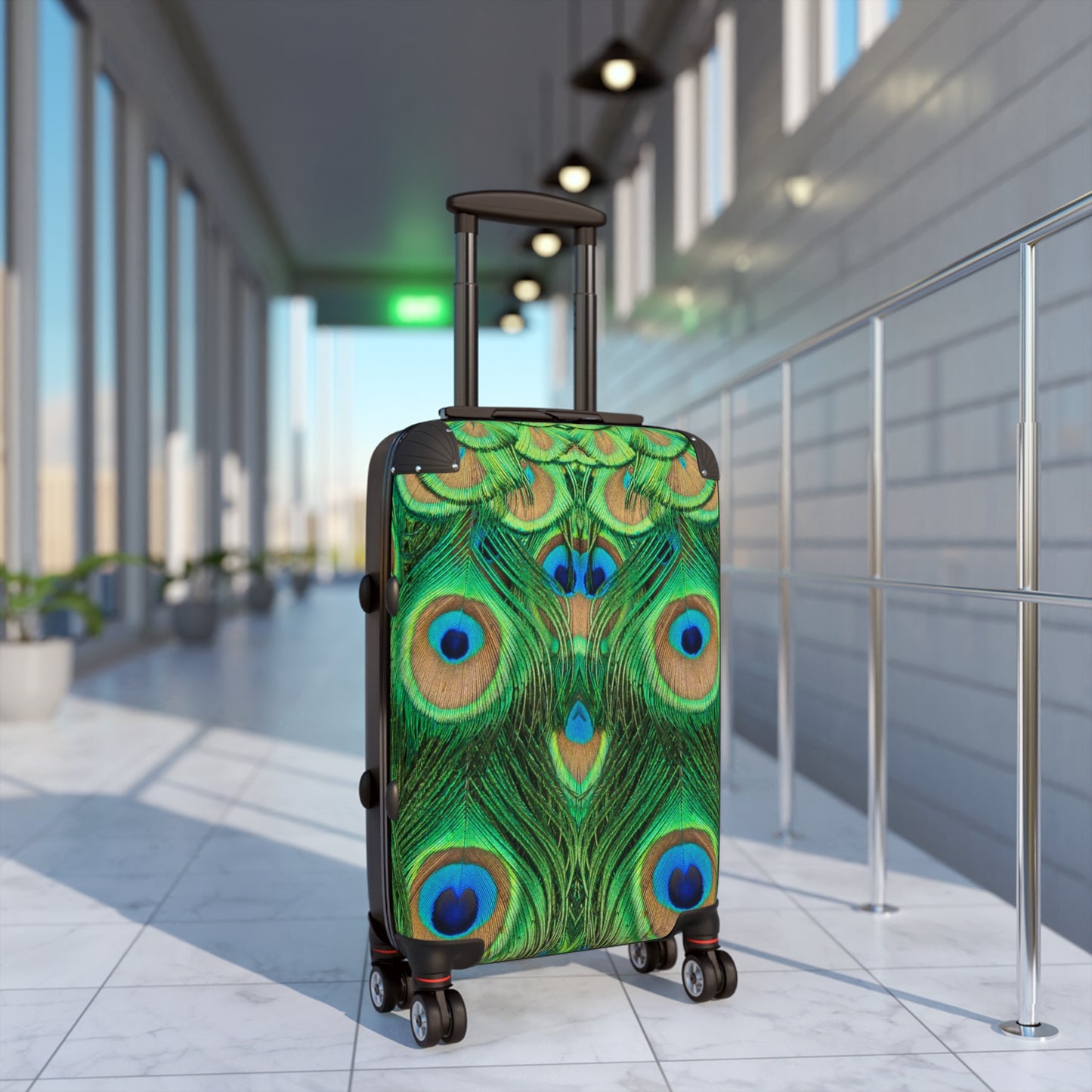 Peacock Print Travel Suitcase | Vibrant Luggage for Adventure | Stylish Carry-On for Vacations, Trips, Getaways, and Travel