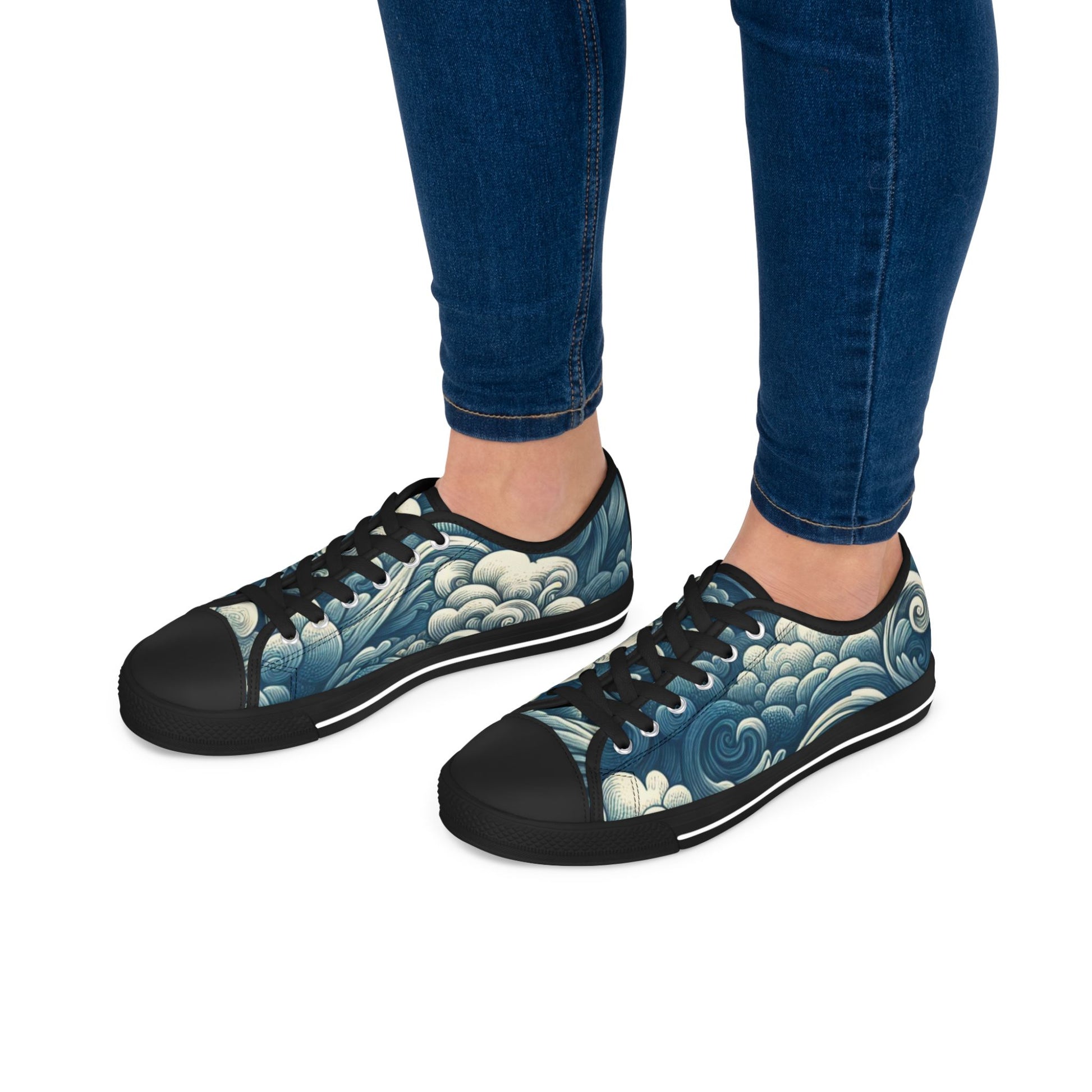 Women's Artistic Cloud Print Sneakers | Trendy Low-Top Shoes, Walking Sneakers, Casual Footwear, Gift for Her, Unique Sneaker Design