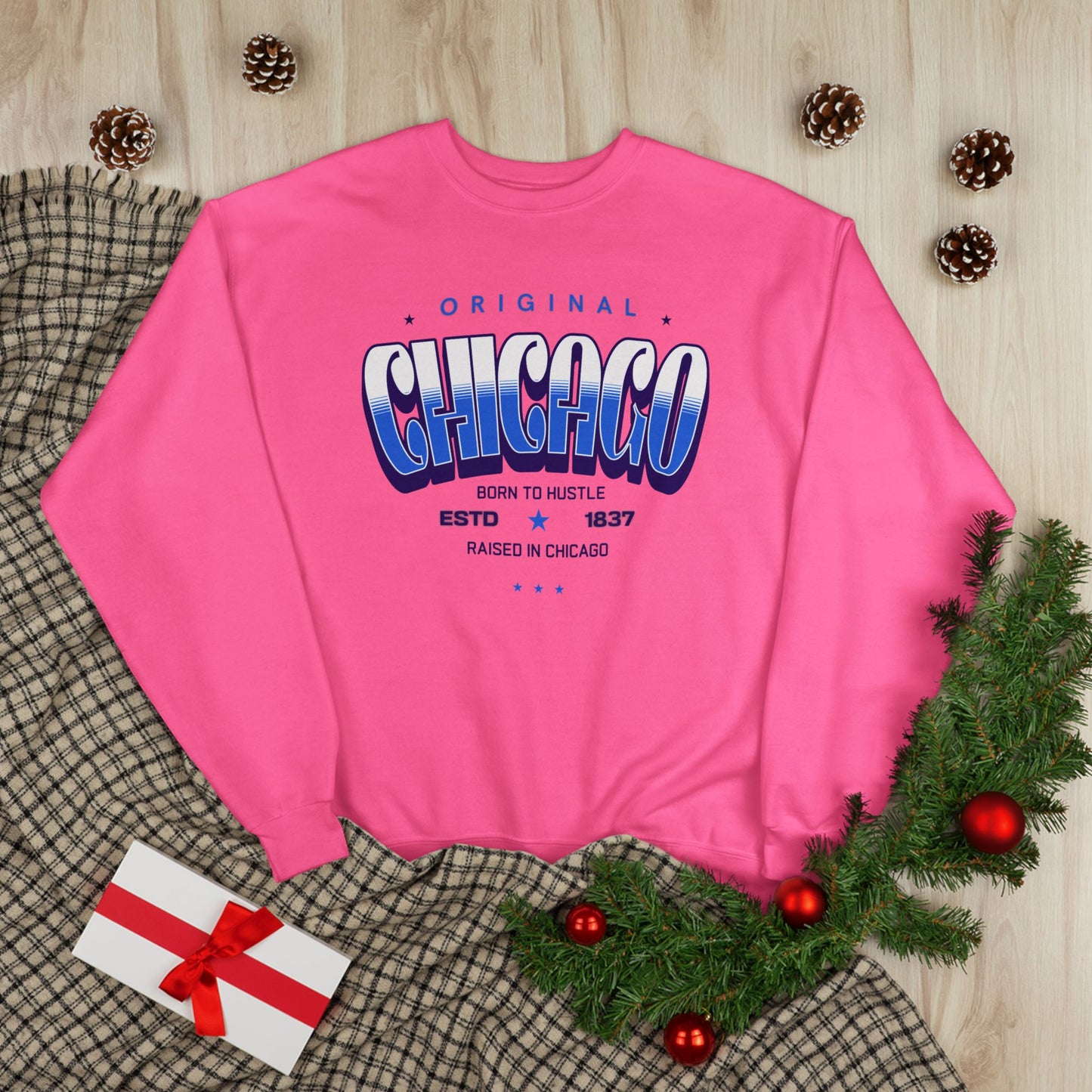 Chicago Hustle EcoSmart Crewneck Sweatshirt, Unisex Sweatshirt, Gift for Chicago Lovers, Trendy Streetwear, Casual Wear, Cozy Sweatshirt