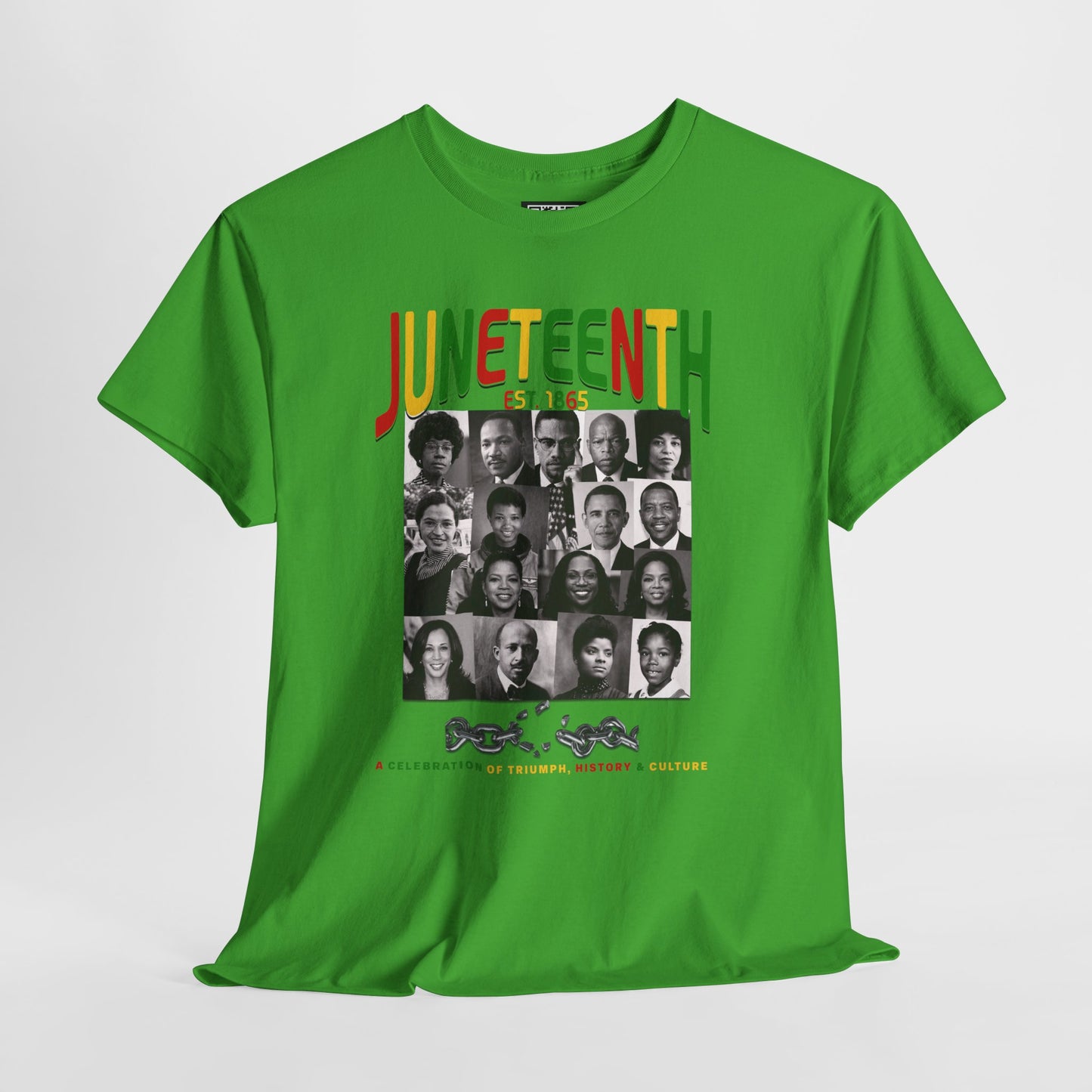 Juneteenth Celebration T-Shirt – "Let Freedom Ring" Colorful Chain Design (Est. 1865)