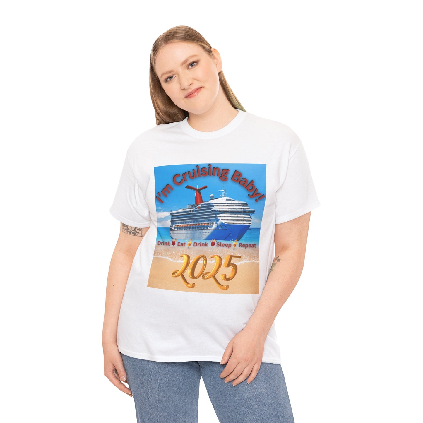 "I'm Cruising 2025" Unisex Heavy Cotton Tee, Cruise T-Shirts 2025, Unisex Cruise T-Shirts 2025, Bon Voyage Cruise Shirts