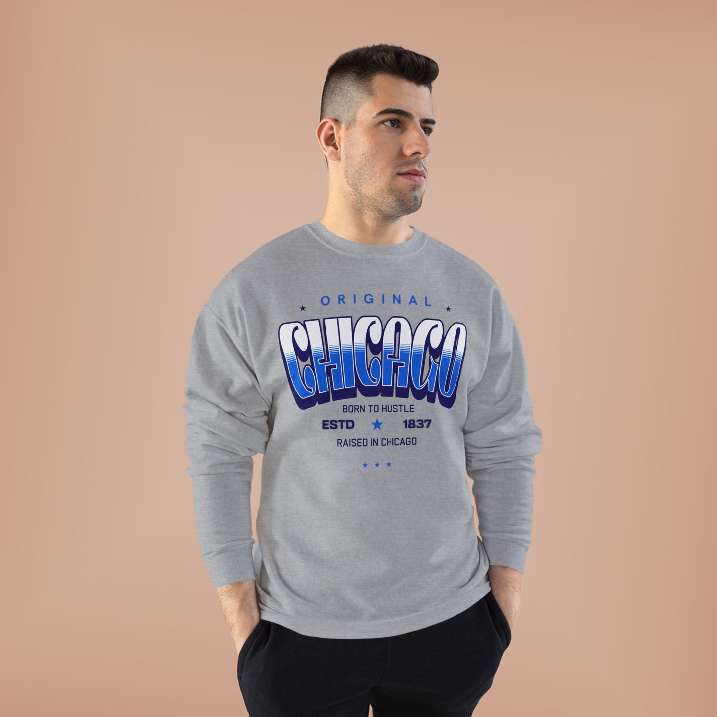 Chicago Hustle EcoSmart Crewneck Sweatshirt, Unisex Sweatshirt, Gift for Chicago Lovers, Trendy Streetwear, Casual Wear, Cozy Sweatshirt