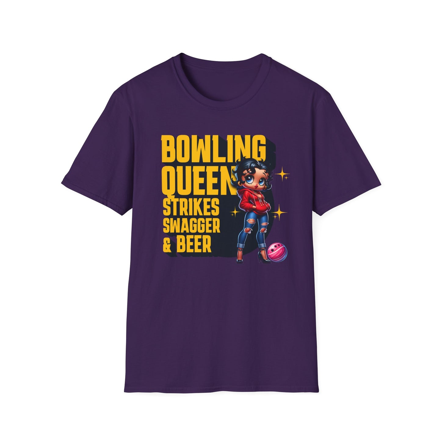 Betty Boop the Bowling Queen T-Shirt, Cute Betty Boop Shirt, Perfect Gift for a Bowler, Strikes Swagger & Beer